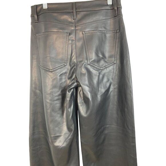Express Wide Leg HR Buttery Soft Faux Leather Pants Size 4R Black RT10294 - Picture 11 of 12